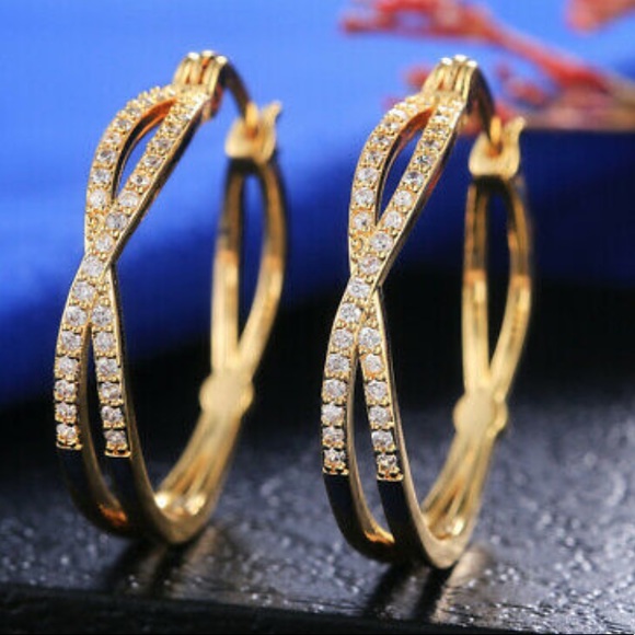 18k gold plated new hoop earrings - Picture 3 of 6